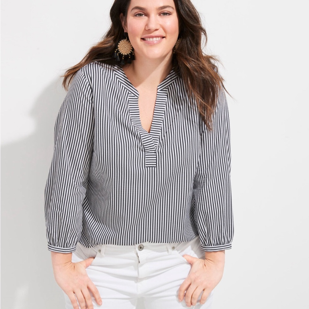 Vineyard Vines‎ Seersucker Savannah Striped Popover, size Medium, Black/White